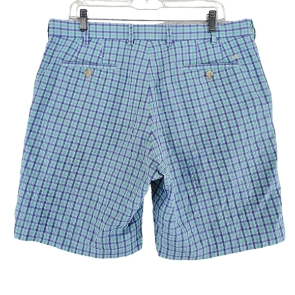 Peter Millar Shorts Mens 36 Seersucker Featherweight Purple White Plaid (37x8.5) - Picture 5 of 14